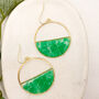 Green Marble Effect Statement Hoop Earrings, thumbnail 3 of 11