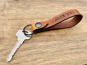 Personalised Burnt Tan Distressed Leather Keyring, 8 of 9