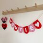 Pink And Red Felt Personalised Bunting Garland, thumbnail 5 of 5