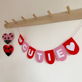 Pink And Red Felt Personalised Bunting Garland, 5 of 5