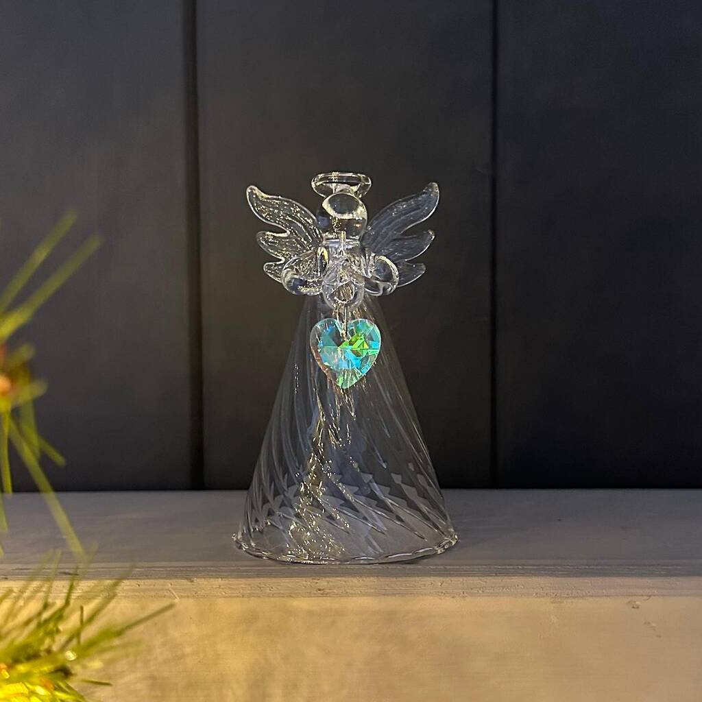 Glass Angel With Heart Hanging Christmas Decoration By Nest Gifts
