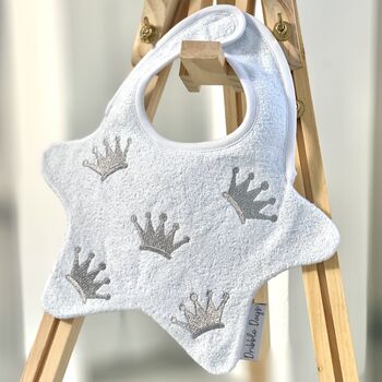 Baby Bib With Embroidered Crowns, 3 of 6