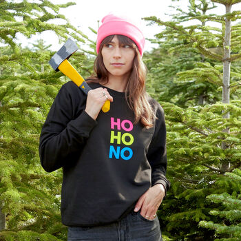Neon Rainbow Ho Ho No Anti Christmas Sweatshirt Jumper, 2 of 6