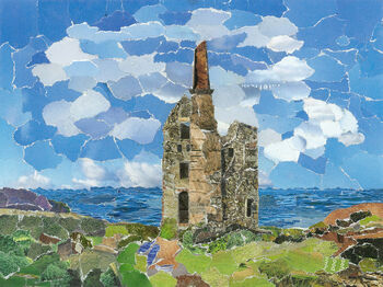 Tin Mine Cornwall Upcycled Paper Collage Print, 2 of 5