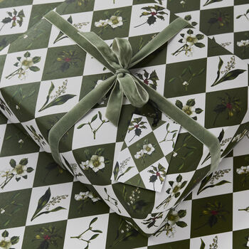 Christmas Gift Wrap Carnivalesque Green Harlequin, 3 of 4