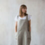 Unbleached Natural Linen Pinafore Apron For Women, thumbnail 3 of 6