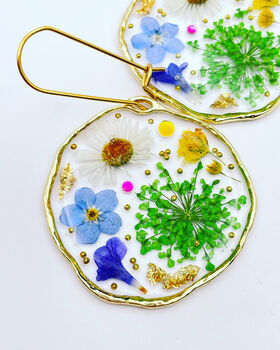 Medium Earrings With Real Flowers In Silver Or Gold, 8 of 12