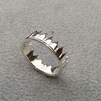 Personalised Sterling Silver Crown Ring, 6 of 12
