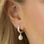 Pearl And Silver Tile Huggie Earrings, thumbnail 1 of 3