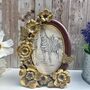 Gold Oval Floral Photo Frame With Butterfly Detail 15 X 10cm, thumbnail 1 of 7