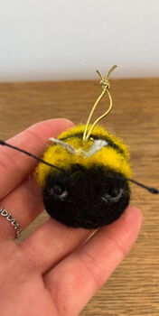 Handmade Needle Felted Bumble Bee Hanger, 4 of 6