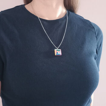 Space Square Wooden Necklace Eco Friendly Gift, 2 of 9
