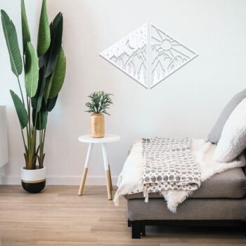 Day And Night Triangular Wall Art Wooden Decor, 10 of 12