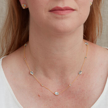 Blue Topaz Pebble Gold Plated Silver Chain Necklace, 2 of 11