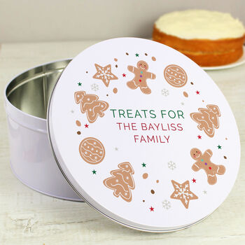 Personalised Christmas Round Cake Storage Tin, 4 of 5