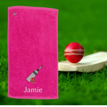 Embroidered Cricket Towel With Name And Carabina, 6 of 8
