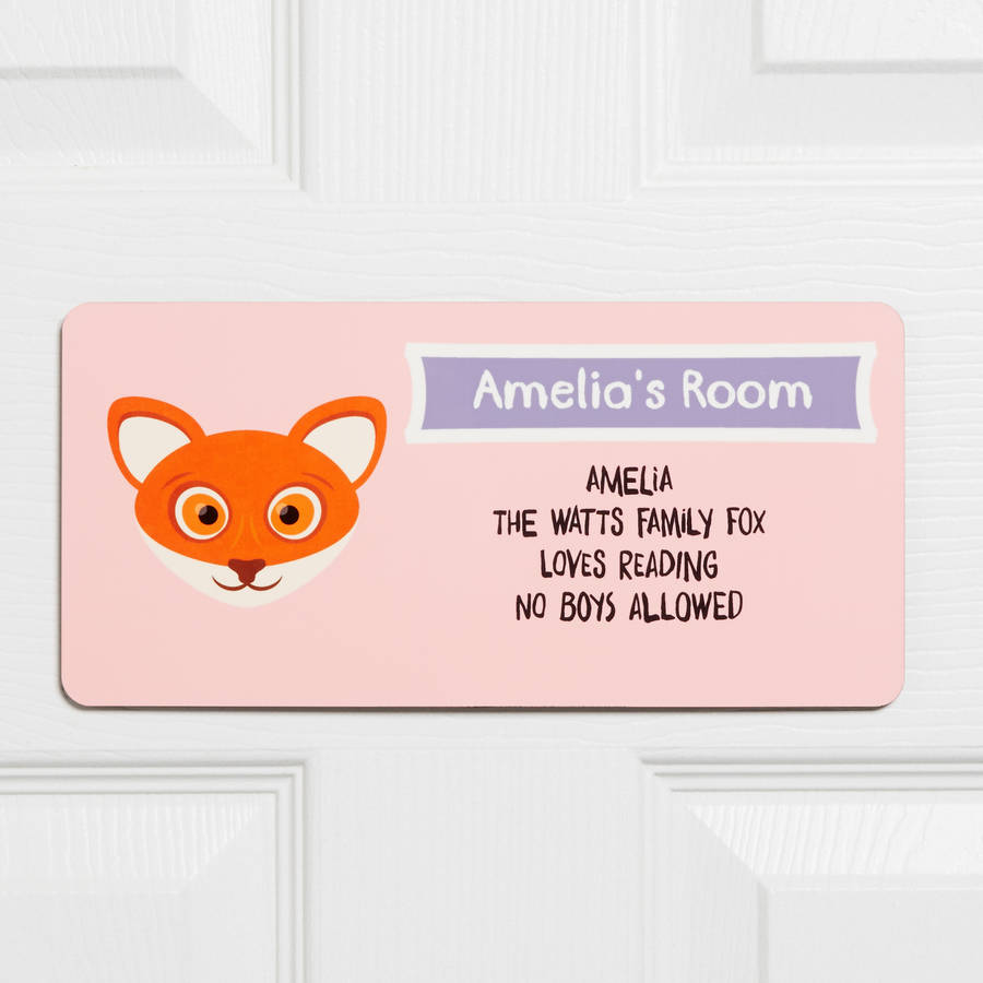 Personalised Children's Animal Bedroom Door Sign By ...