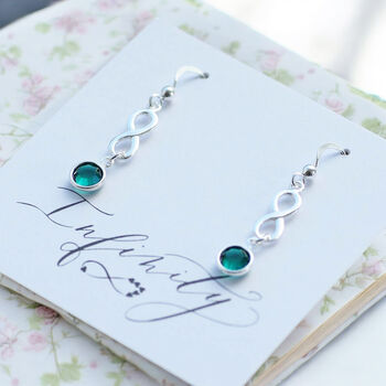 Sterling Silver Infinity Birthstone Earrings, 5 of 11