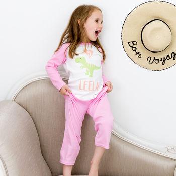 Personalised Dinosaur Age Pink / Blue Kids Pyjamas, 5 of 8