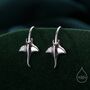 Sterling Silver Manta Ray Fish Drop Hook Earrings, thumbnail 1 of 10