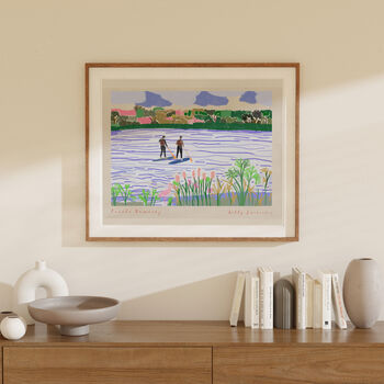 Paddleboarding Art Print Stand Up Paddle Board Lake Scene Poster, 6 of 9