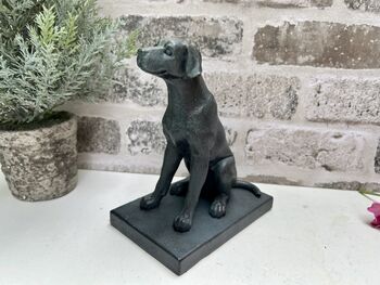 Set Of Two Bronzed Dog Bookends – Labrador And Spaniel, 10 of 12