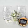 Set Of Two Wedding Classic Frame Stemless Wine Glasses, thumbnail 1 of 7