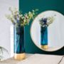 Azure Blue And Gold Embossed Vase In Two Sizes, thumbnail 1 of 2