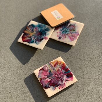 Colourful Blooming Flowery Coasters | Set Of Two Left, 4 of 7
