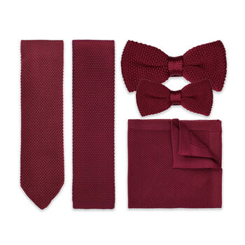 Wedding Handmade Polyester Knitted Pocket Square In Wine Red, 4 of 12