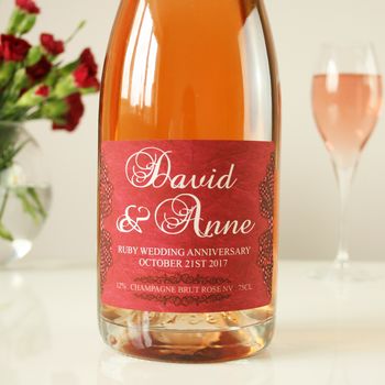Ruby 40th Wedding Anniversary Personalised Champagne, 5 of 7