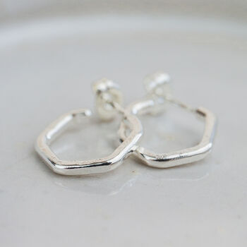 Sterling Silver Mini Hexagon Everyday Hoops, 2 of 6