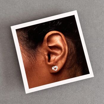 Mother + Daughter Sterling Silver Heart Knot Earrings, 9 of 10