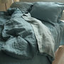 Stone Blue Stone Washed Rhomb Bed Linen Flat Sheet, thumbnail 1 of 3