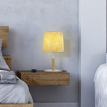 Table Bedroom Lamp With Palm Leaf Shade And Wooden Base, 3 of 8
