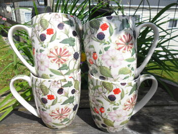 Set Of Six China Aspen Mugs In Hedgerow Design, 4 of 8