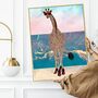 Summer Print Giraffe Heart Heels On Beach Scene, thumbnail 1 of 5