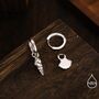 Mismatched Sea Shell Huggie Hoops Earrings In Sterling Silver, thumbnail 6 of 12