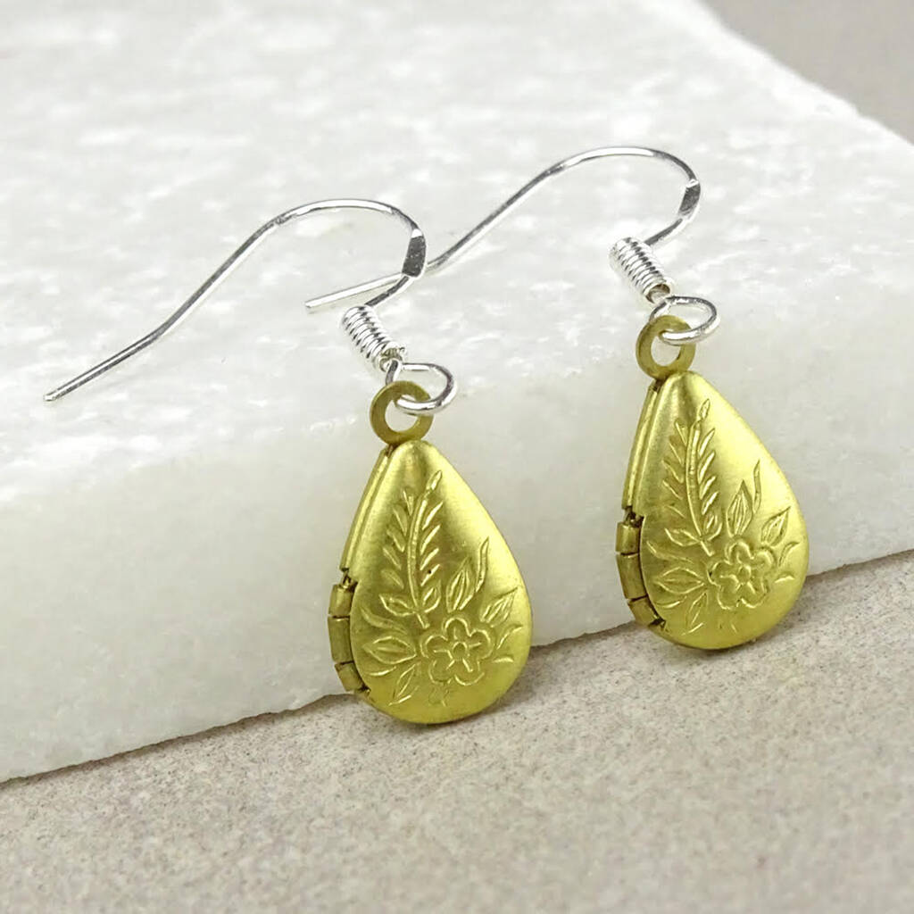 Vintage Locket Drop Earrings By Charlie Boots
