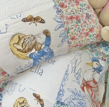 Beatrix Potter Patchwork Floral Name Cushion, 5 of 8