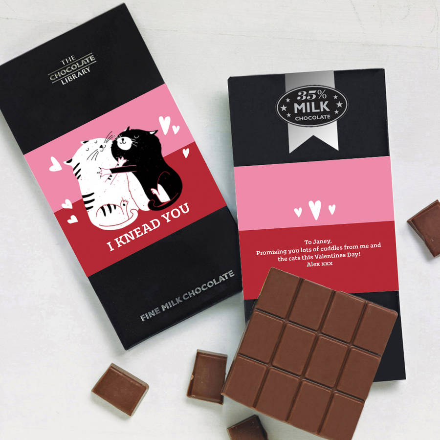 Valentines Day Cats Chocolate Bar By Quirky Chocolate