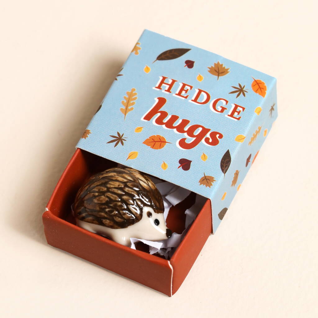 Tiny Matchbox Ceramic Hedgehog Token, 1 of 3