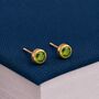 7mm Gold Plated Sterling Silver Peridot Cz Stud Earrings, thumbnail 1 of 6