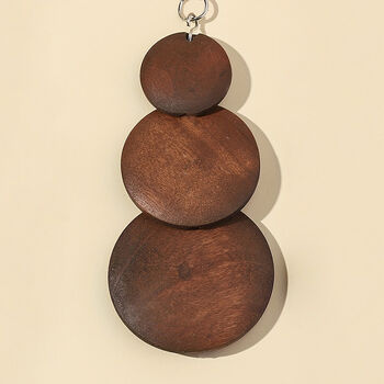 Layered Circle Wooden Dangle Earrings Gift, 3 of 4