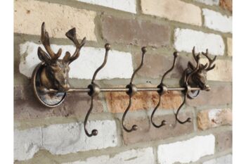 Heavy Iron Stag Coat Hook Rack – Distressed Gold, 4 of 5