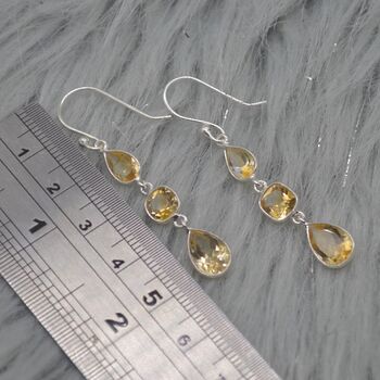 Citrine Teardrop Dangle Drop Earrings: 925 Silver, 5 of 9