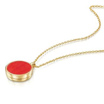 Personalised Coral Round Locket 18 K Gold Plate, 3 of 8