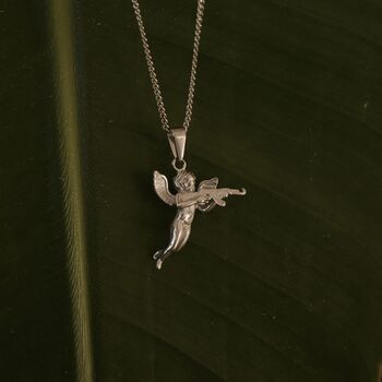 Cupid With Gun Pendant, Guardian Angel Silver, 2 of 4