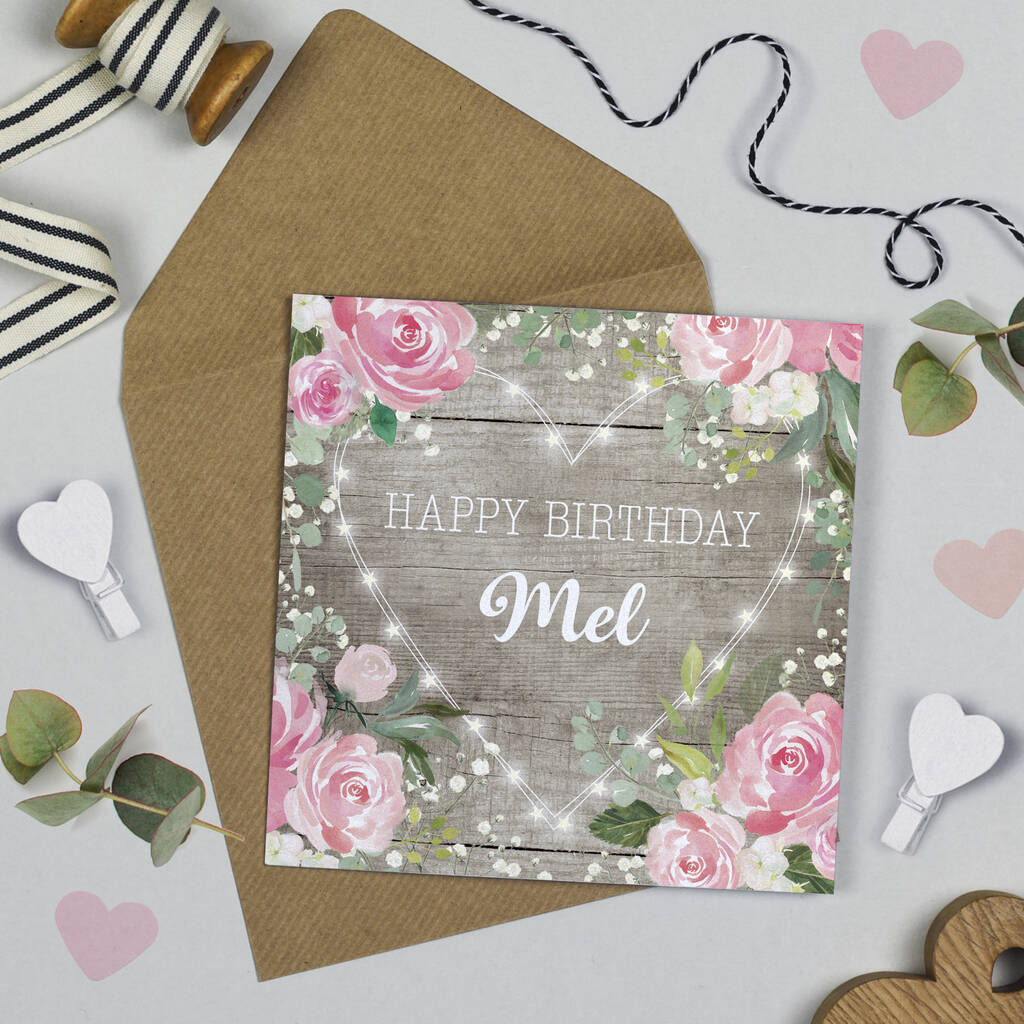 Personalised Floral Fairy Lights Happy Birthday Card, 1 of 6