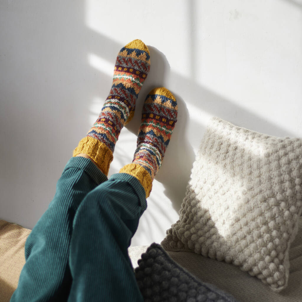 Fair Trade Unisex Nordic Knit Socks Eco Waste Wool By AURA QUE